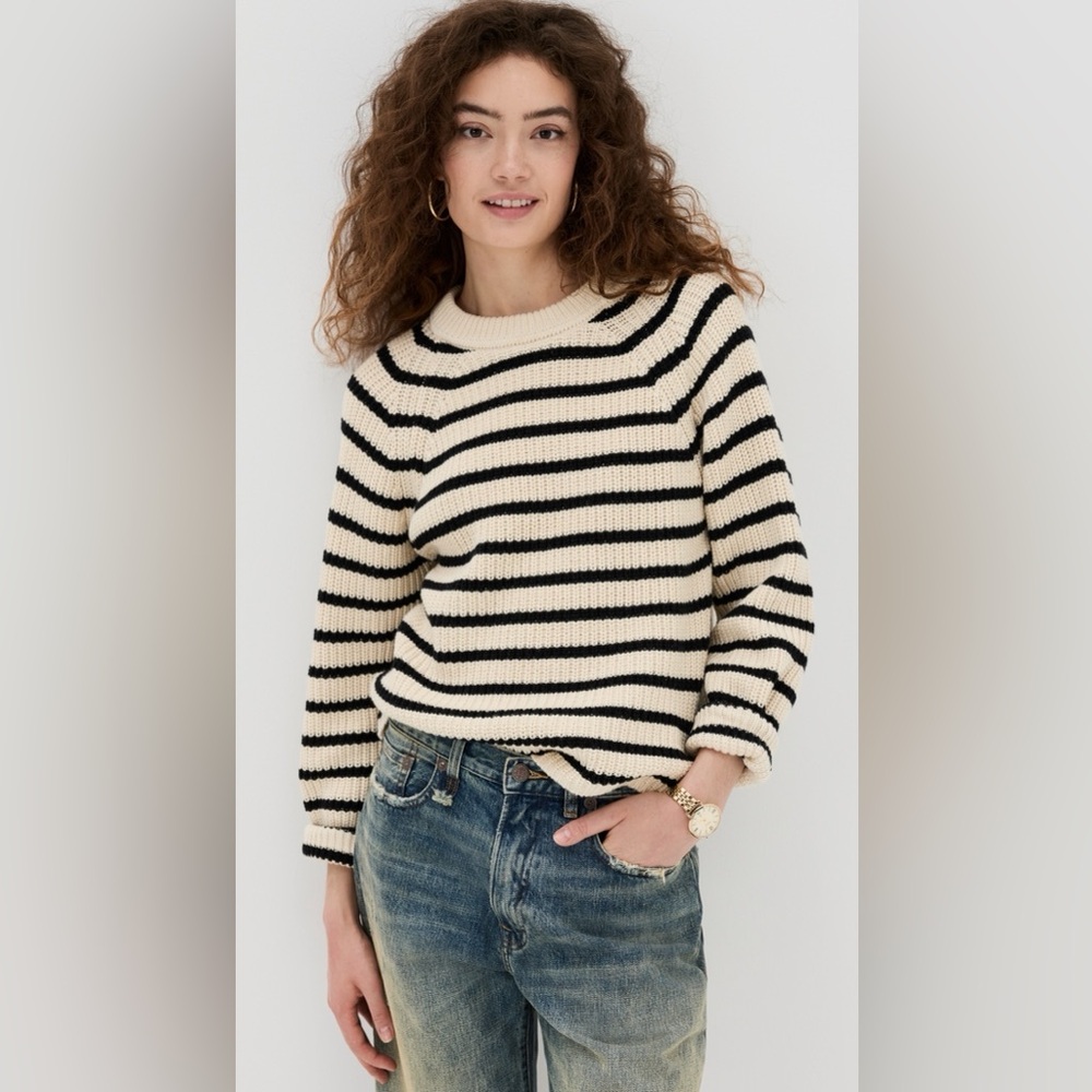 Alex Mill Cream and Black Striped Crewneck Sweater (Amalie)